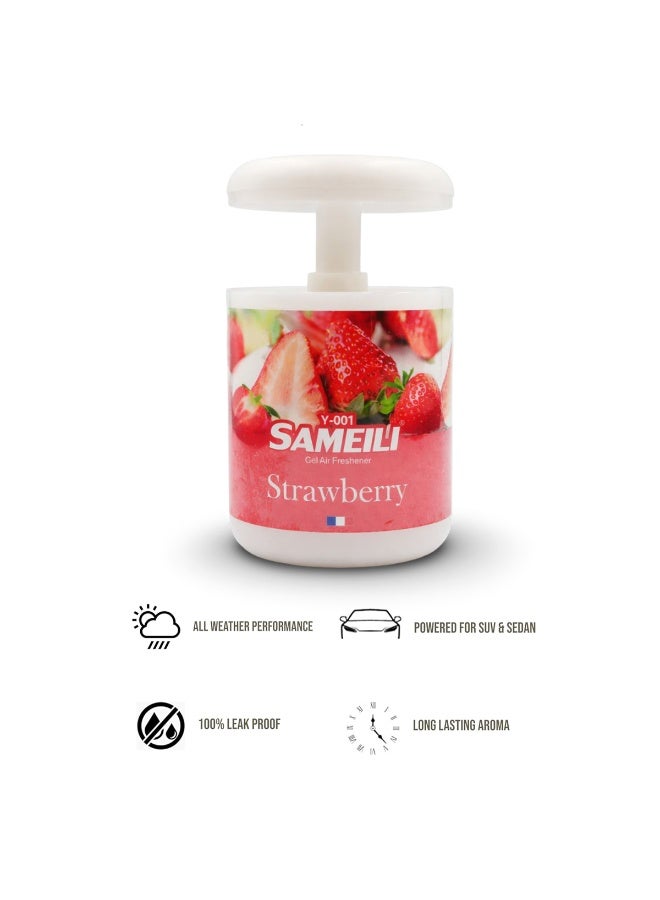 ساميلي معطر جو بجل الفراولة Y-001 للسيارة (حامل أكواب لوحة القيادة)، المنزل، المكتب، غرفة النوم. عطر جل صلب، شدة قابلة للتعديل، يدوم طويلاً، يتحكم بالروائح الكريهة. مناسب للسيارات، غرف المعيشة، أماكن العمل، والأماكن العامة. آلية سحب، غير قابل للانسكاب، للاستخدام الداخلي. - Image 2